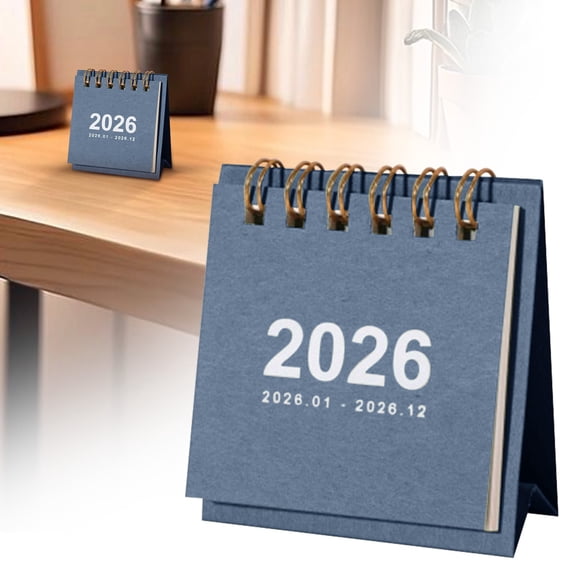 1x Standing Flip Small Desk Calendar - 2026 Stand Up Desk Calendar with Strong Twin-Wire Binding,Blank Blocks,Premium Paper,from January 2026 to December 2026,12 Monthly Desktop Calendar,H,2.5x1.4x3"