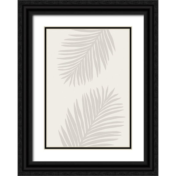 1x Studio 11x14 Black Ornate Wood Framed with Double Matting Museum Art Print Titled - PALM LEAF 07