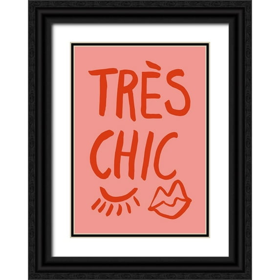 1x Studio 11x14 Black Ornate Wood Framed with Double Matting Museum Art Print Titled - Traus Chic Pink