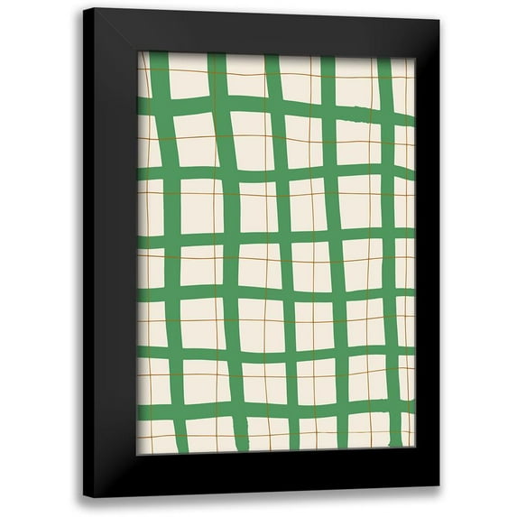 1x Studio 14x18 Black Modern Framed Museum Art Print Titled - Green Grid