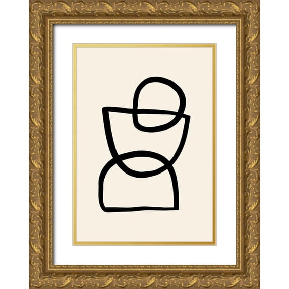 1x Studio 14x18 Gold Ornate Wood Framed with Double Matting Museum Art Print Titled - Shape 04