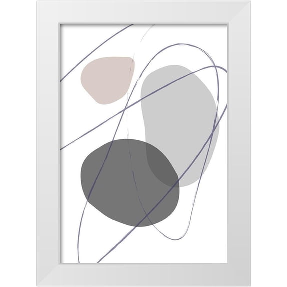 1x Studio 14x18 White Modern Wood Framed Museum Art Print Titled - New Shapes Beige No 2