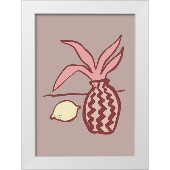 1x Studio 18x24 White Modern Wood Framed Museum Art Print Titled - Pink Lemon