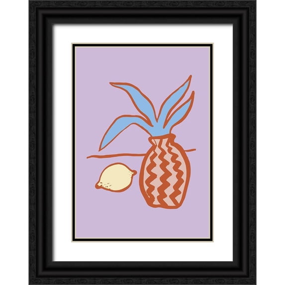 1x Studio 24x32 Black Ornate Wood Framed with Double Matting Museum Art Print Titled - Lilac Lemon