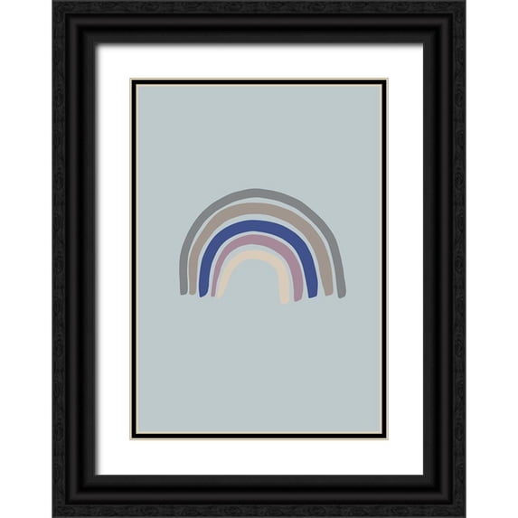 1x Studio 24x32 Black Ornate Wood Framed with Double Matting Museum Art Print Titled - Rainbow Blue