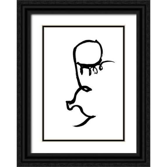 1x Studio II 11x14 Black Ornate Wood Framed with Double Matting Museum Art Print Titled - Half Face Black