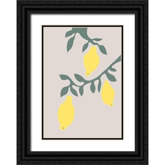 1x Studio II 11x14 Black Ornate Wood Framed with Double Matting Museum Art Print Titled - Lemons