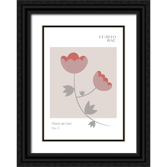 1x Studio II 11x14 Black Ornate Wood Framed with Double Matting Museum Art Print Titled - Roses Studio Bac