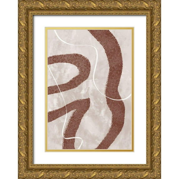 1x Studio II 11x14 Gold Ornate Wood Framed with Double Matting Museum Art Print Titled - Abstract Fuzz