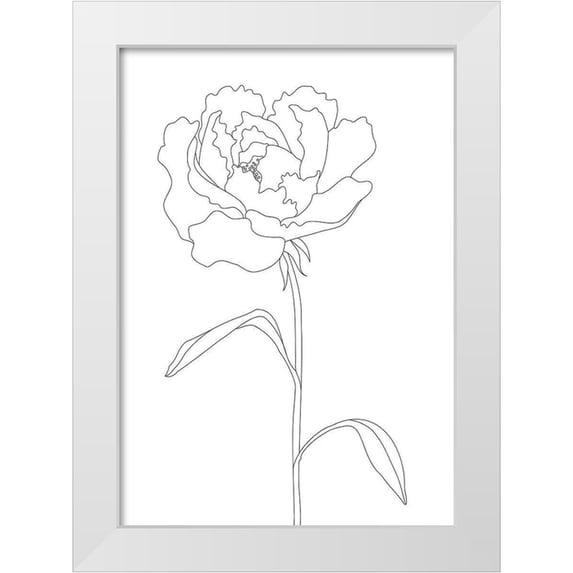 1x Studio II 11x14 White Modern Wood Framed Museum Art Print Titled - Peony Lines