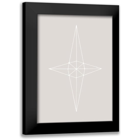 1x Studio II 14x18 Black Modern Framed Museum Art Print Titled - Grid Star Grey
