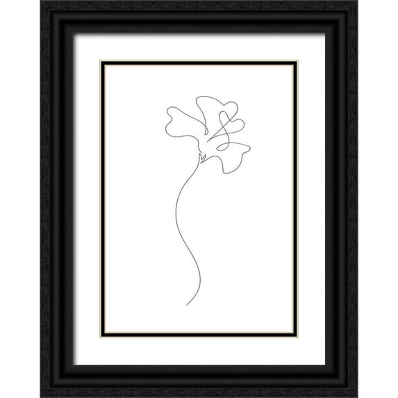 1x Studio II 14x18 Black Ornate Wood Framed with Double Matting Museum Art Print Titled - Flower