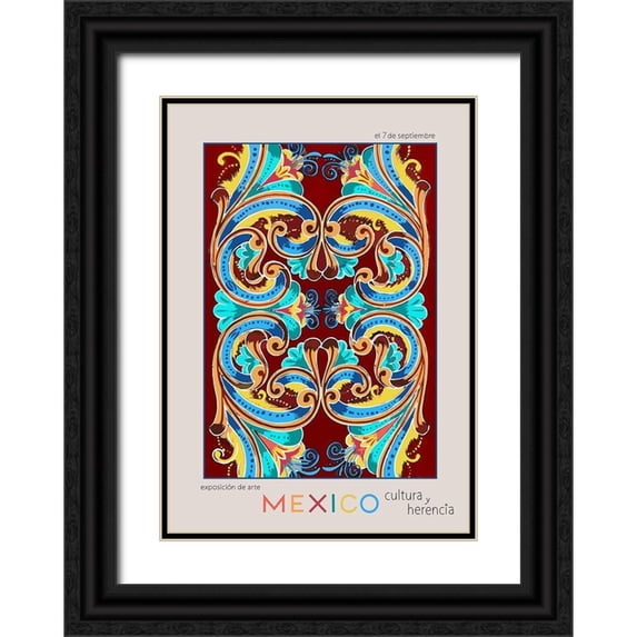 1x Studio II 14x18 Black Ornate Wood Framed with Double Matting Museum Art Print Titled - Mexico City Art Basel