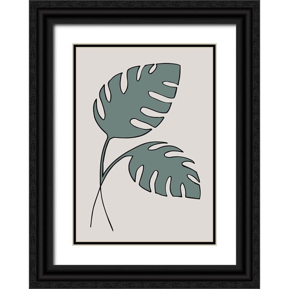 1x Studio II 14x18 Black Ornate Wood Framed with Double Matting Museum Art Print Titled - Monstera Cross