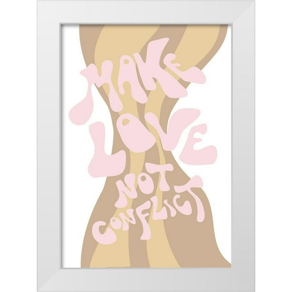 1x Studio II 14x18 White Modern Wood Framed Museum Art Print Titled - Make Love not Conflict