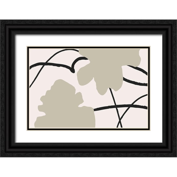 1x Studio II 18x13 Black Ornate Wood Framed with Double Matting Museum Art Print Titled - Flower wall 02