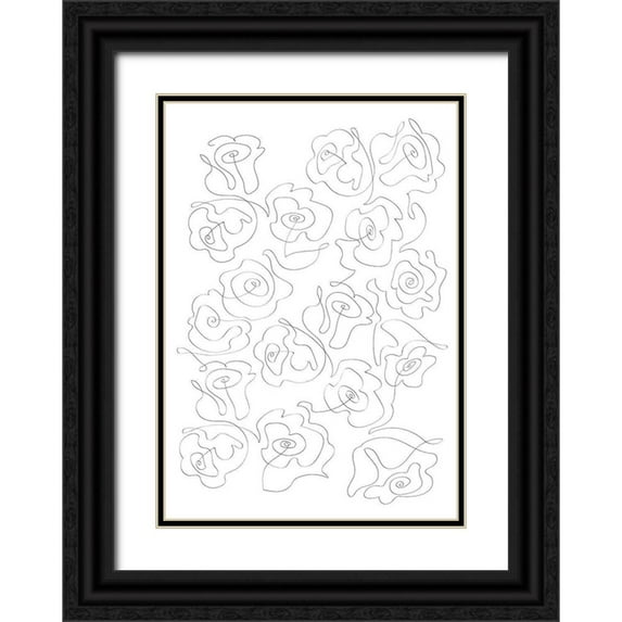 1x Studio II 18x24 Black Ornate Wood Framed with Double Matting Museum Art Print Titled - A Million Roses