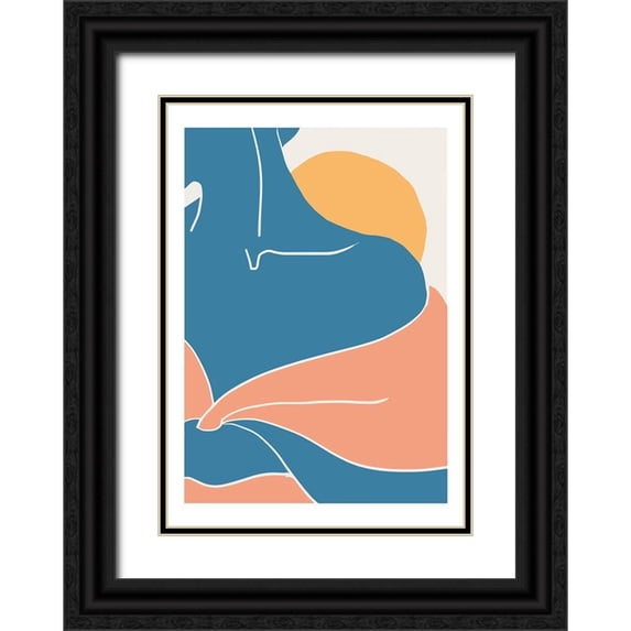 1x Studio II 18x24 Black Ornate Wood Framed with Double Matting Museum Art Print Titled - Blue Shoulder