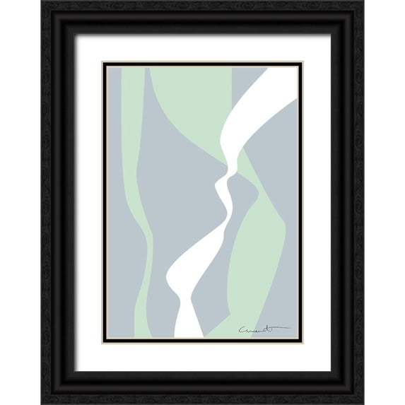 1x Studio II 18x24 Black Ornate Wood Framed with Double Matting Museum Art Print Titled - Wavy Tracks