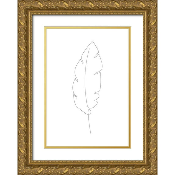 1x Studio II 18x24 Gold Ornate Wood Framed with Double Matting Museum Art Print Titled - Banana Leaf