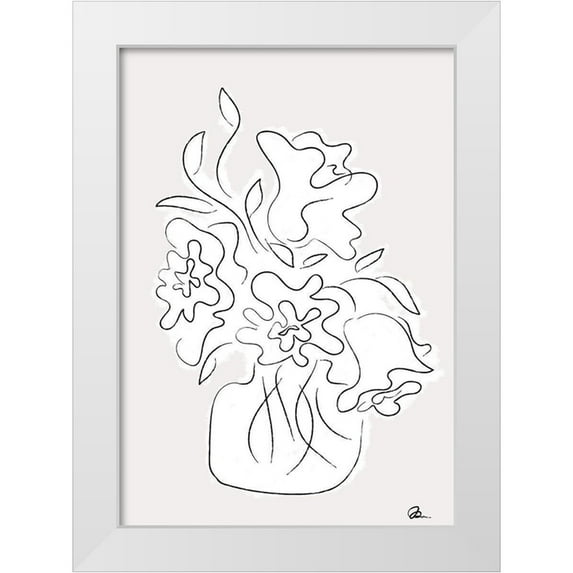 1x Studio II 18x24 White Modern Wood Framed Museum Art Print Titled - Flower Bouquet Grey