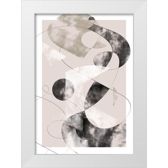 1x Studio II 18x24 White Modern Wood Framed Museum Art Print Titled - Shapes Shatters