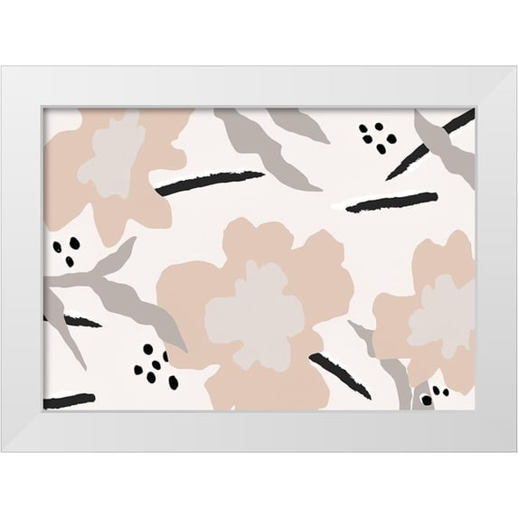 1x Studio II 24x18 White Modern Wood Framed Museum Art Print Titled - Flowers and lines
