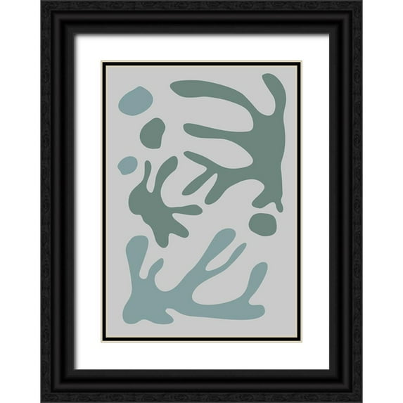 1x Studio II 24x32 Black Ornate Wood Framed with Double Matting Museum Art Print Titled - Seaweed Teal No 1