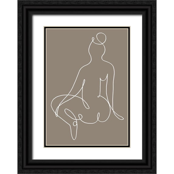 1x Studio II 24x32 Black Ornate Wood Framed with Double Matting Museum Art Print Titled - Sitting Down 02
