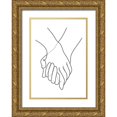 thumbnail image 1 of 1x Studio II 24x32 Gold Ornate Wood Framed with Double Matting Museum Art Print Titled - Holding Hands Lines, 1 of 4