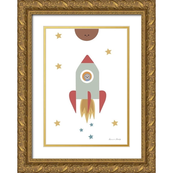 1x Studio II 24x32 Gold Ornate Wood Framed with Double Matting Museum Art Print Titled - Solar Rocket