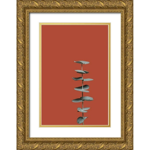 1x Studio III 11x14 Gold Ornate Wood Framed with Double Matting Museum Art Print Titled - Eucalyptus Rust 01