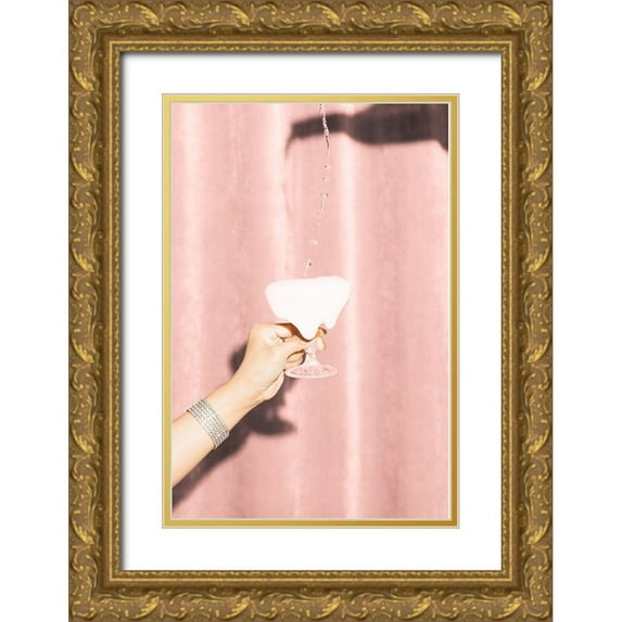 1x Studio III 11x14 Gold Ornate Wood Framed with Double Matting Museum Art Print Titled - Heres To Pink 04