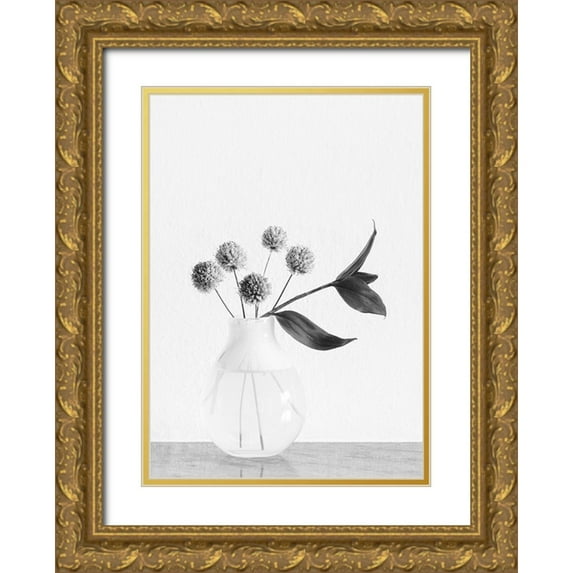 1x Studio III 11x14 Gold Ornate Wood Framed with Double Matting Museum Art Print Titled - Vase_ chives flower