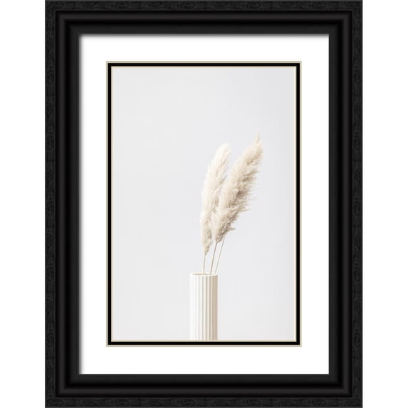1x Studio III 13x18 Black Ornate Wood Framed with Double Matting Museum Art Print Titled - Pampas Grass Grey 10