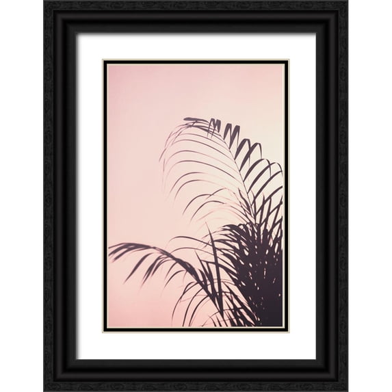 1x Studio III 17x24 Black Ornate Wood Framed with Double Matting Museum Art Print Titled - Palm Leaves_1
