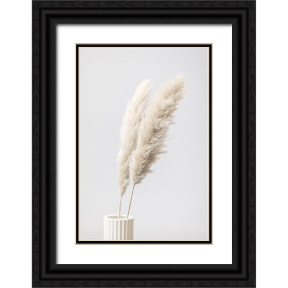 1x Studio III 17x24 Black Ornate Wood Framed with Double Matting Museum Art Print Titled - Pampas Grass Grey 11