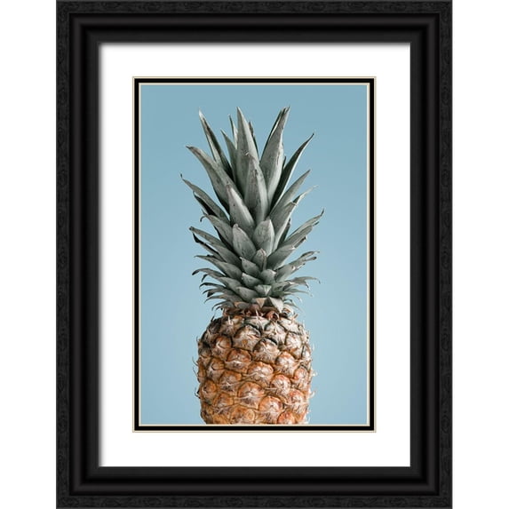 1x Studio III 23x32 Black Ornate Wood Framed with Double Matting Museum Art Print Titled - Pineapple Blue 02