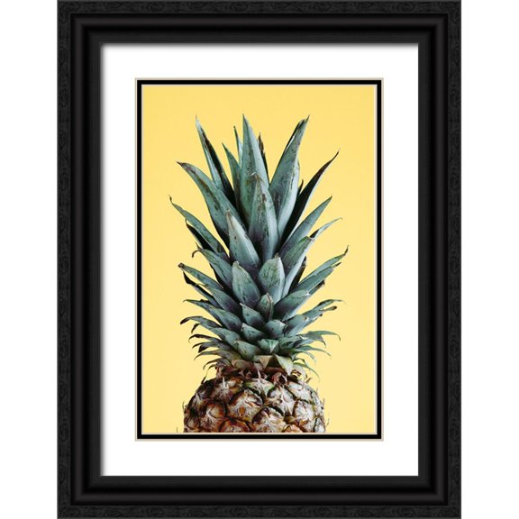1x Studio III 23x32 Black Ornate Wood Framed with Double Matting Museum Art Print Titled - Pineapple Yellow 01