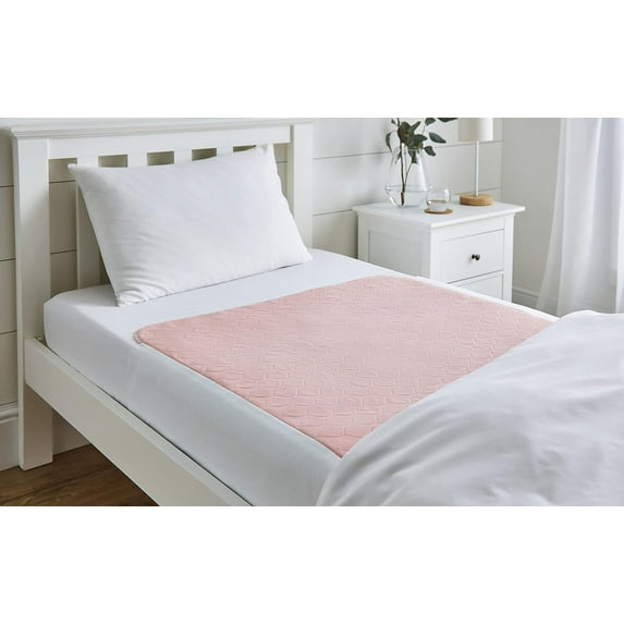 1x Super Absorbent Washable Single Bed Protector Pad with Tucks | Thin Reusable Incontinence Bedding Protection, Comfortable & Durable - Pink - 85cm x 90cm