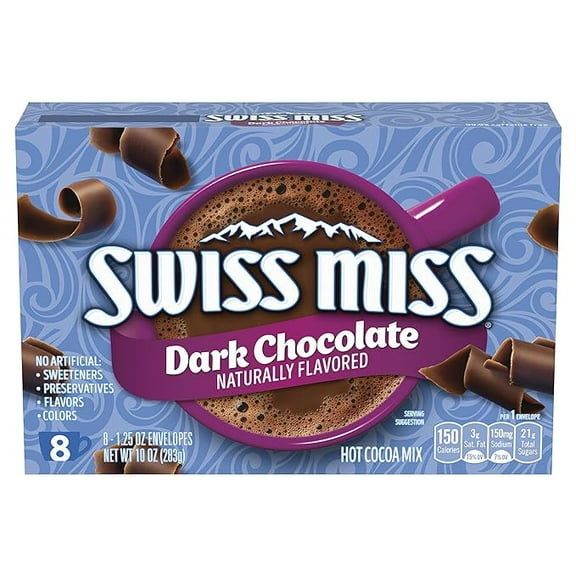 1x Swiss Miss Dark Chocolate Flavored Hot Cocoa Mix, 8 Count Hot Cocoa Mix Packets