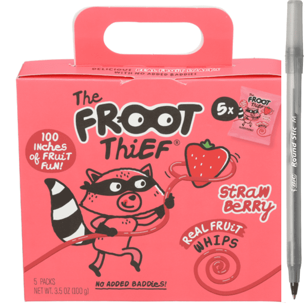 1x The Froot Thief Strawberry Fruit Whips 5 Pack with pan