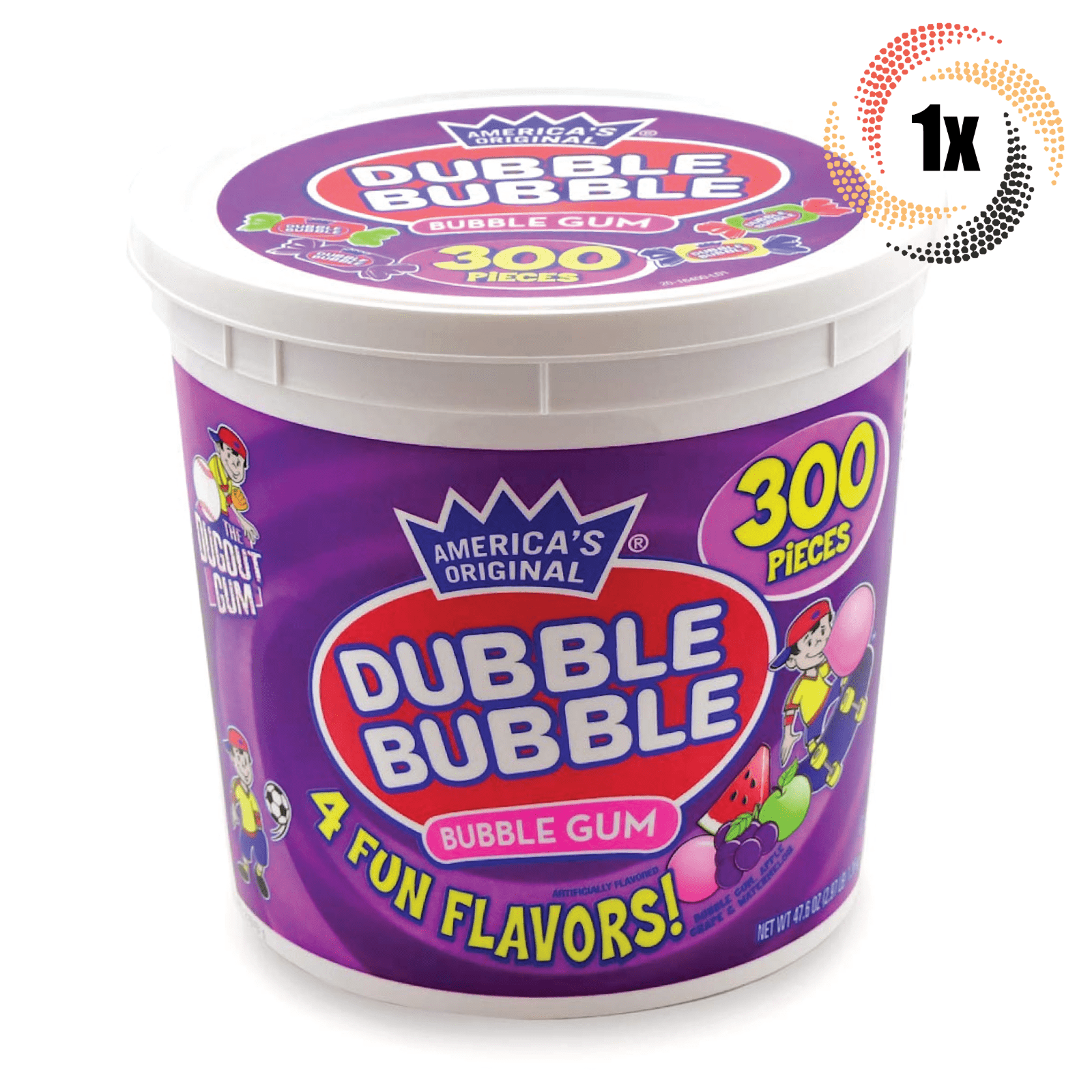 1x Tub Dubble Bubble Assorted Flavor Chewing Bubble Gum | 300 Pieces ...