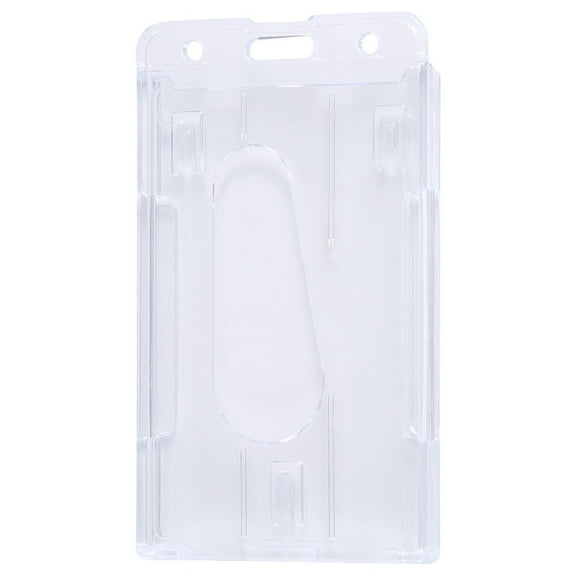1x Vertical Hard Plastic Badge Holder Double Card ID Multi Transparent 10x6cm