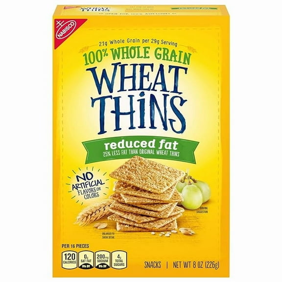 1x Wheat Thins Reduced Fat Snacks, Whole Grain Wheat Crackers, Snack Crackers, 8 oz
