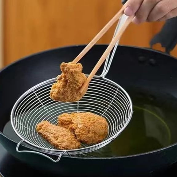 1x Wire Skimmer Spoon with Handle,Kitchen Strainer Spider Skimmer Spoon for Cooking and Frying,Stainless Steel Spider Strainer Skimmer Ladle,Stainless Steel Spider Wok Skimmer and Strainer,8"