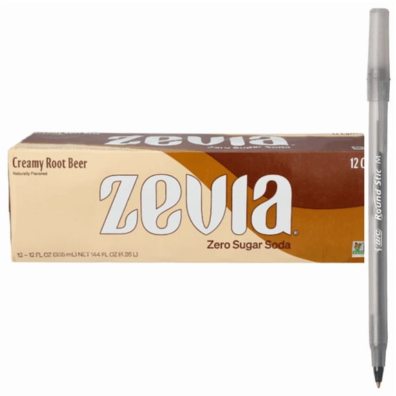 1x Zevia Creamy Root Beer Zero Calorie 12 Pack with pan