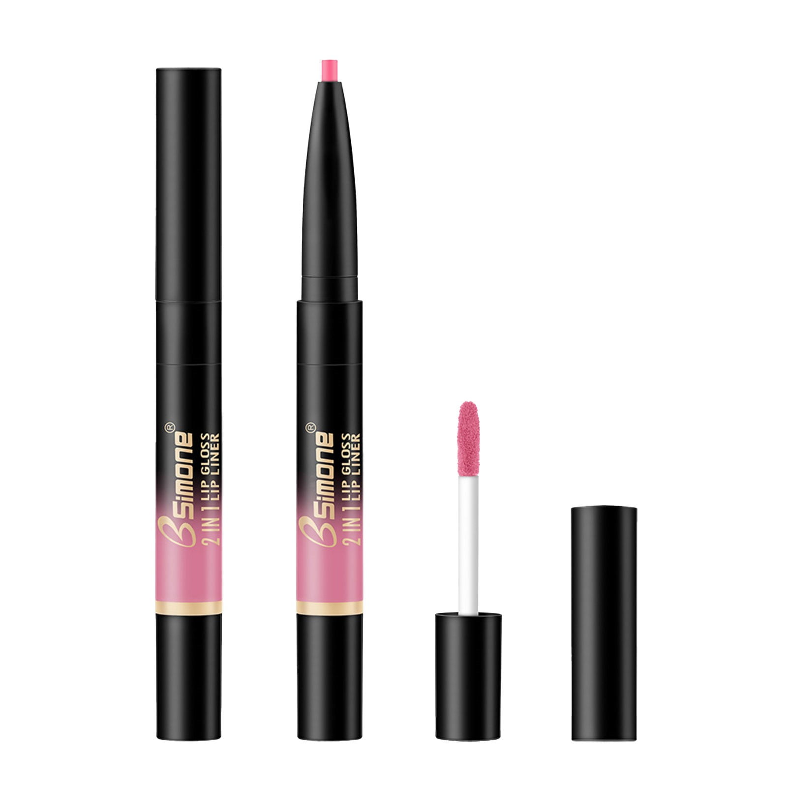 1x Double-headed Automatic Rotating Lip Gloss Lip Liner Beauos ...