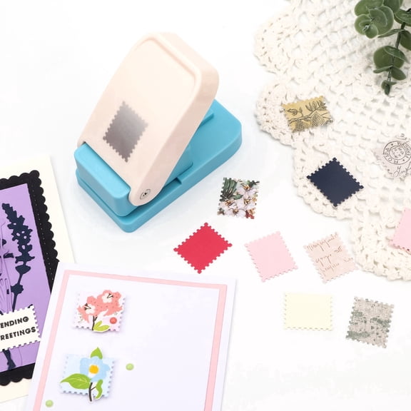 1x0.8inch Rectangular Stamp Punch, Scalloped Rectangle Lever Action Craft Punch for Paper Crafting Scrapbooking DIY Card Making Arts Crafts Supplies