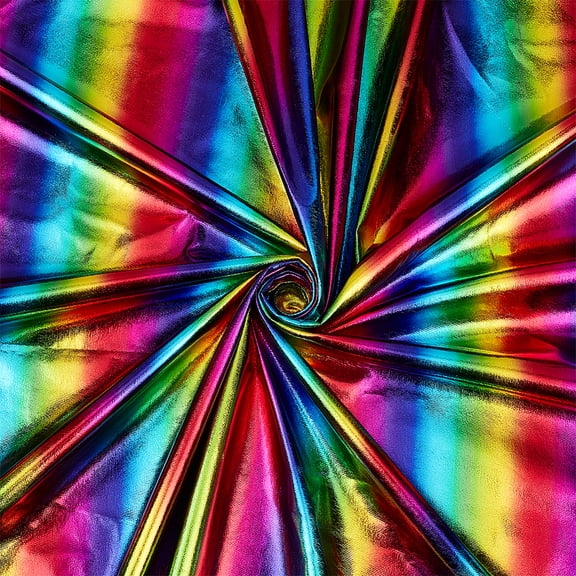 1x1.6 Yards Hologram Iridescent Fabric Non-Stretchy Rainbow Sparkly Polyester Striped Reflective Fabric by The Yard Fabric for DIY Clothing